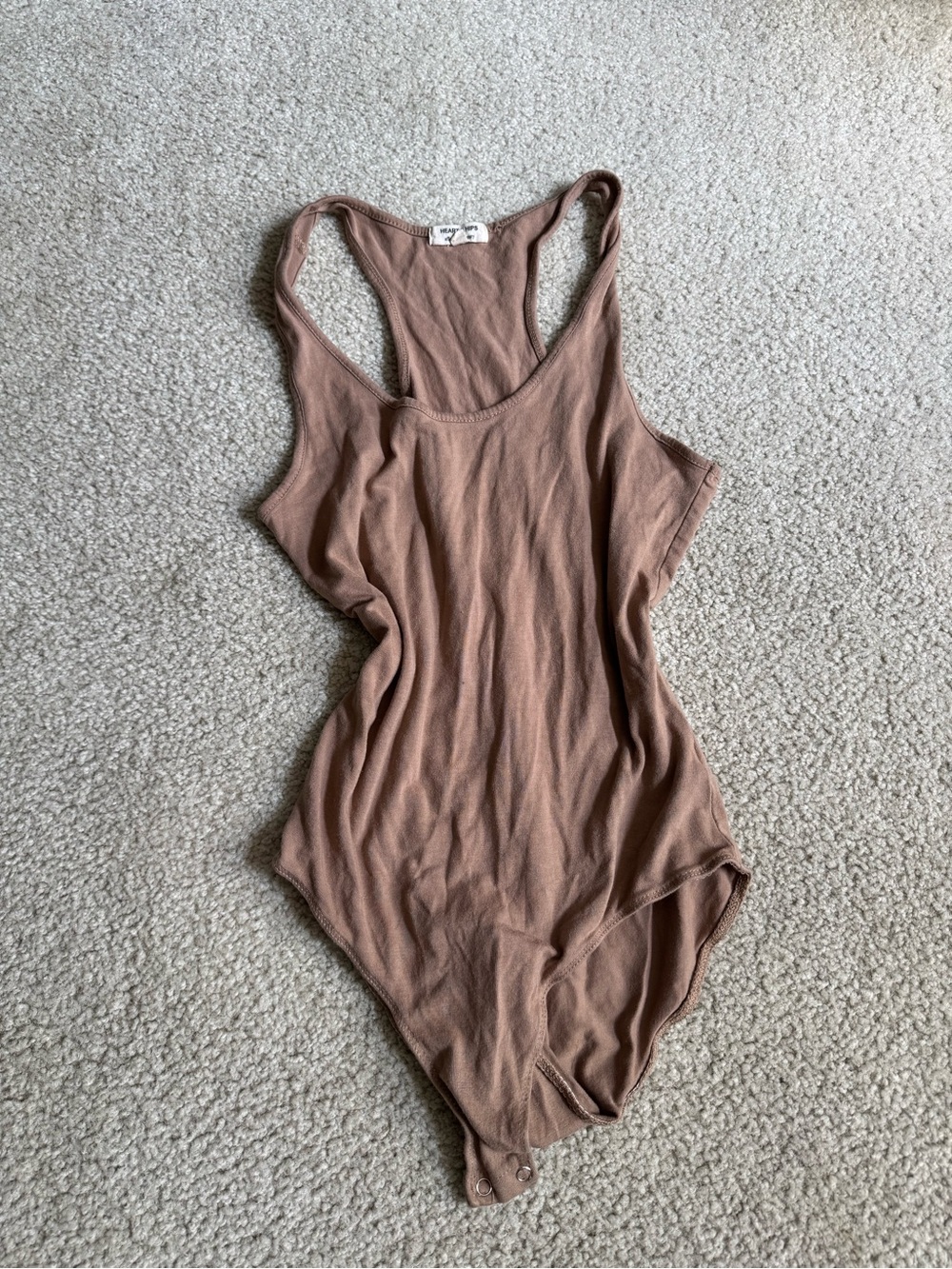Fashion Nova Ribbed Racerback Bodysuit in Dusty Brown